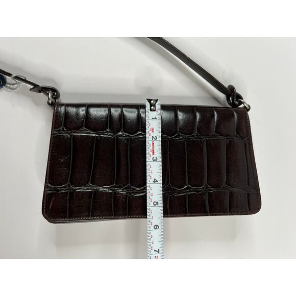 GILDA TONELLI Bag Leather Crocodile Embossed Brown Italian Leather - Picture 14 of 16